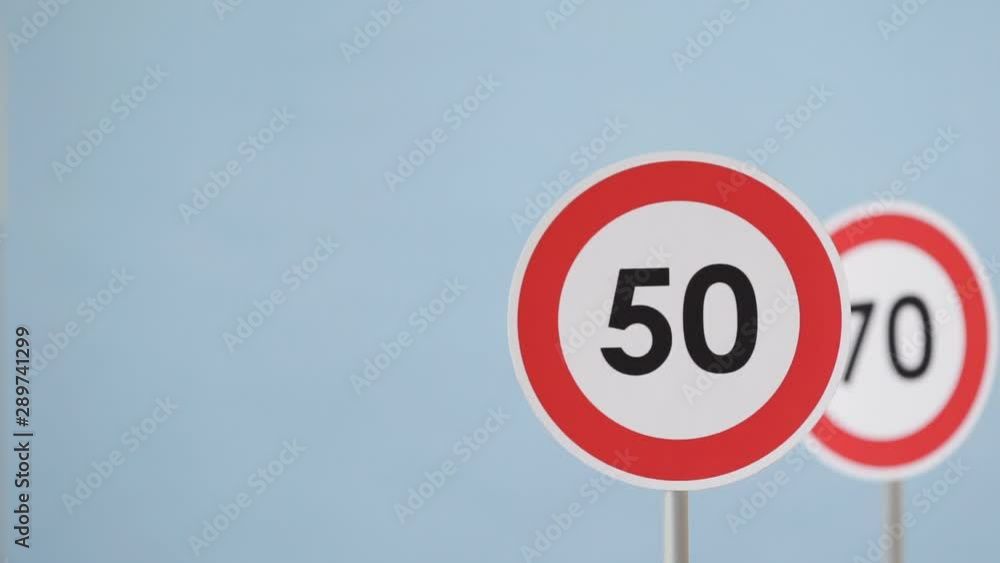 A road signs indicating a speed limit. Rotation A road signs indicating a speed limit. Rotation
