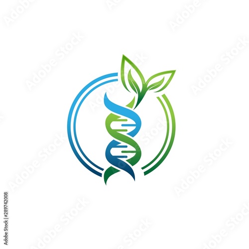 DNA helix scientific laboratory vector logo design template vector