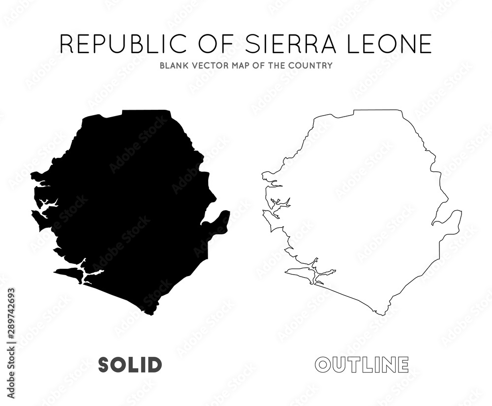 Sierra Leone map. Blank vector map of the Country. Borders of Sierra Leone for your infographic. Vector illustration.