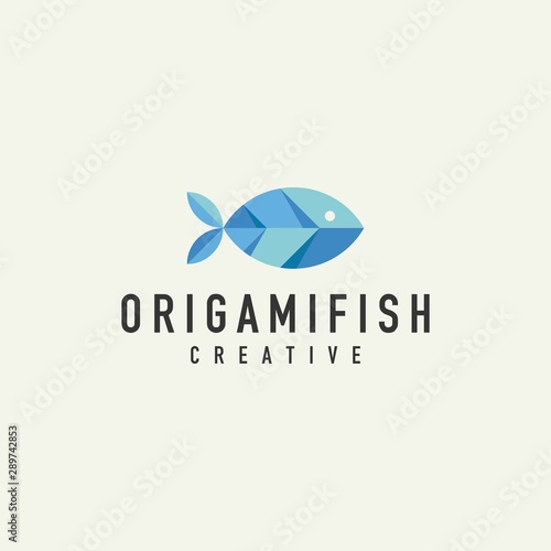 origami fish logo - design vector on a light background