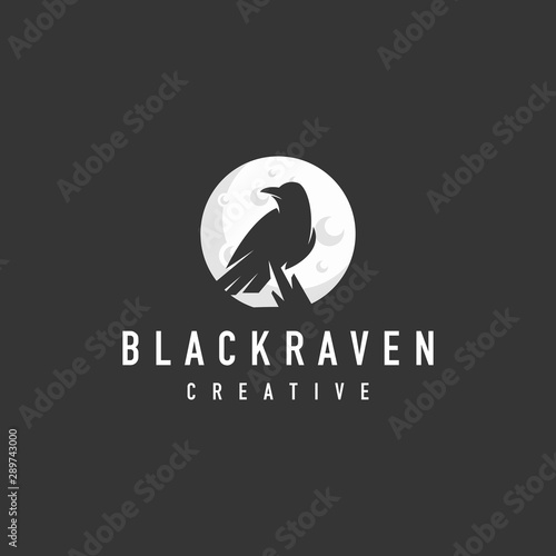 black raven logo - symbol sign vector illustration