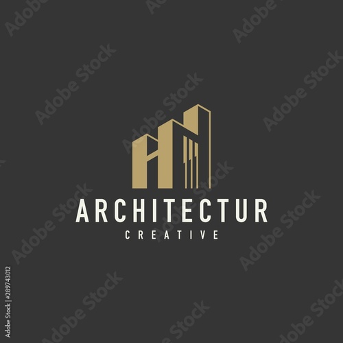 architect building logo - design vector illustration of a dark background