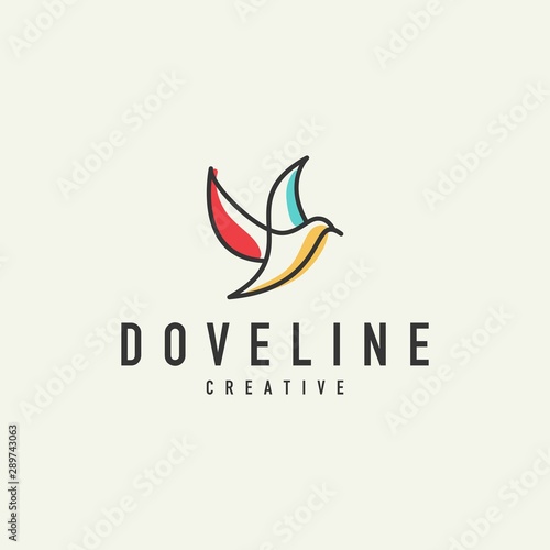 outline of a dove logo - vector illustration design on a light background