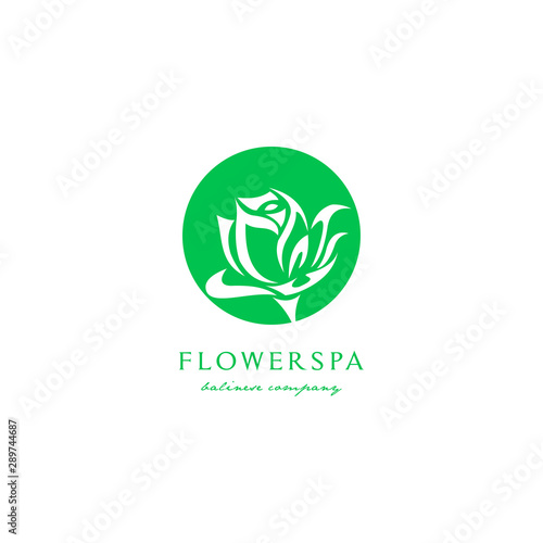 Abstract flower design. Line creative symbol. Universal icon.  rose flower sign. Simple logotype template for premium business. Vector illustration. 