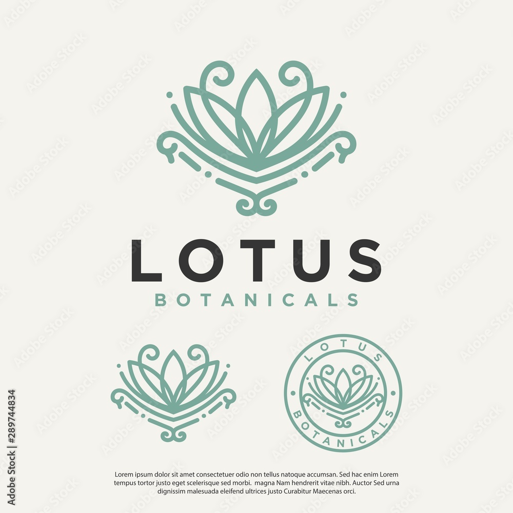 Fototapeta premium lotus vector logo with a line art style
