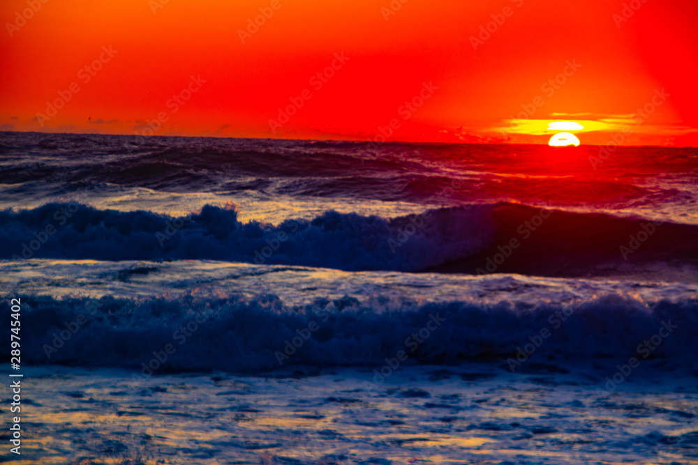 Anochecer playa Vieux Boucao Landas Francia Anochecer playa Vieux Boucao Landas Francia