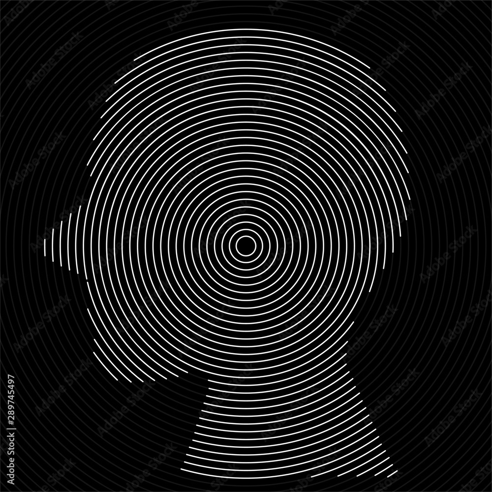 Abstract human head of radial lines, vector Abstract human head of radial lines, vector