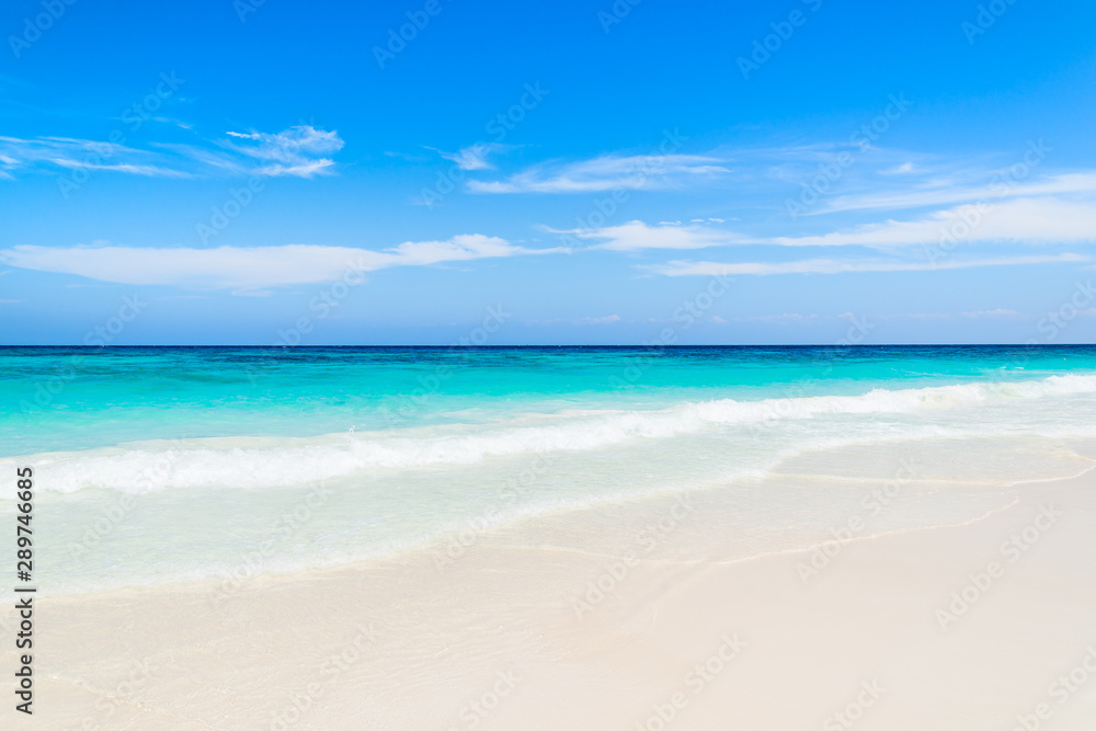 beach white sand and blue sky in thailand