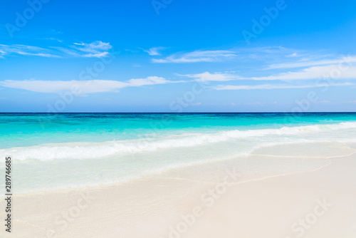 beach white sand and blue sky in thailand