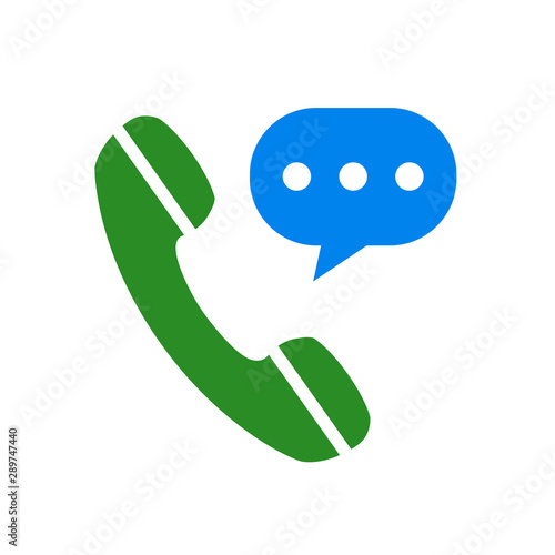 Phone call button, chat icon, communication sign, speech bubble, conversation - stock vector