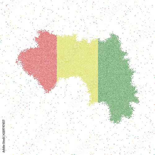 Mosaic map of Guinea with national flag. Vector illustration of the country's outline.