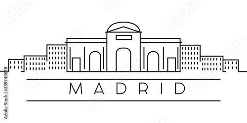 City of Europe, Madrid line icon on white background