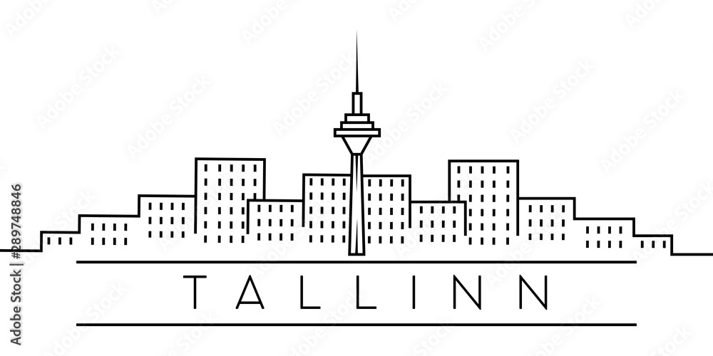 City of Europe, Tallinn line icon on white background
