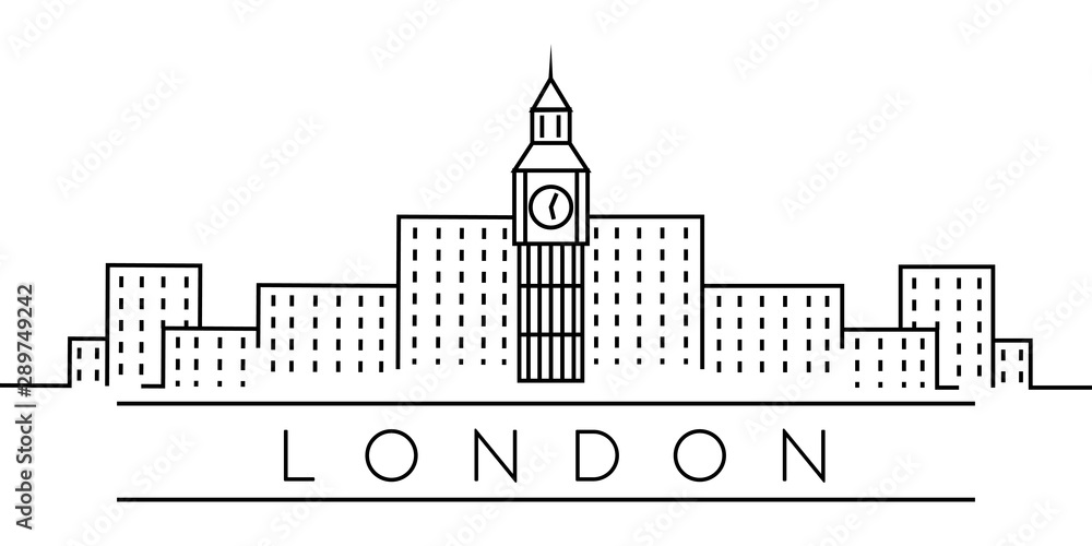 City of Europe, London line icon on white background