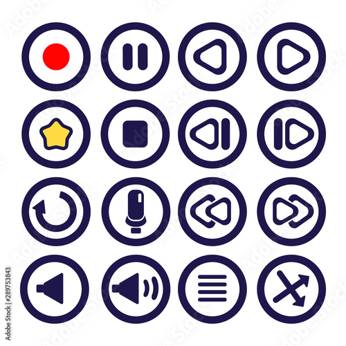 media player icons stop pause