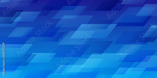 Abstract background of intersecting parallelograms consisting of dots, in blue colors