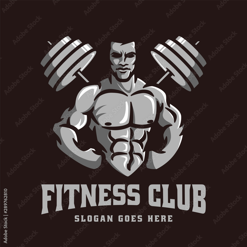 Logo template vector of Bodybuilder gym fitness theme, with muscle man ...