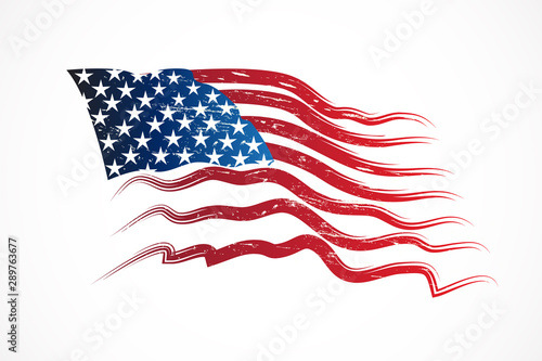 Grunge American USA flag vector render web image