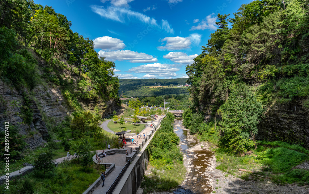 Watkins Glen: Nature's masterpiece in the heart of Finger Lakes, revealing waterfalls, lush landscapes, and captivating rock formations.