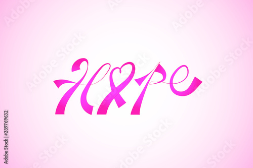 Hope breast cancer awareness ribbon text logo vector © glopphy