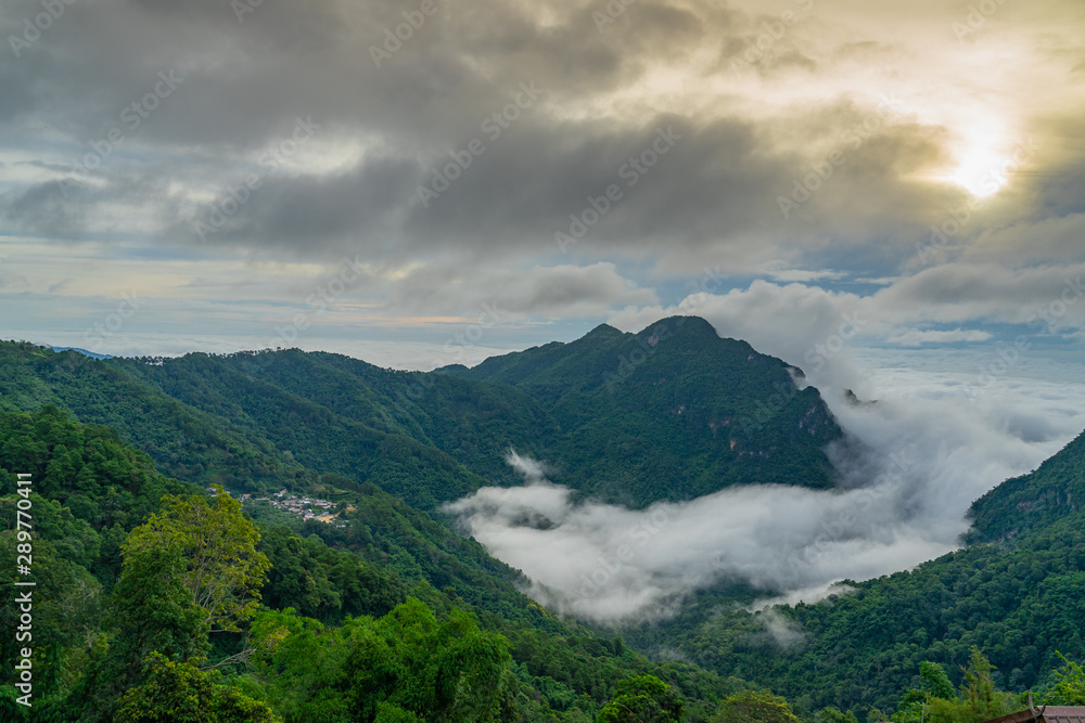 Misty mountain in the morning at Doi Pha Hee Chiangrai, Thailand Misty mountain in the morning at Doi Pha Hee Chiangrai, Thailand
