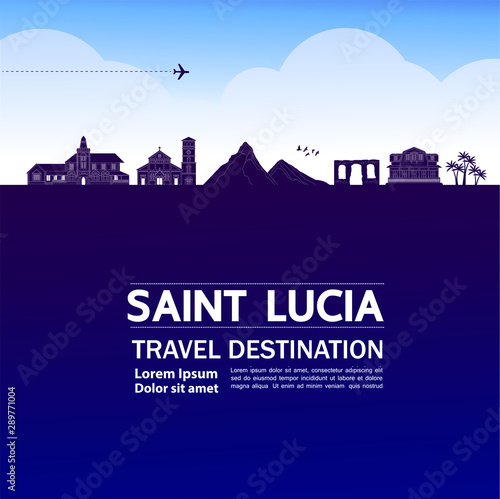 Saint Lucia travel destination grand vector illustration.