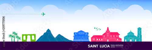 Saint Lucia travel destination grand vector illustration.