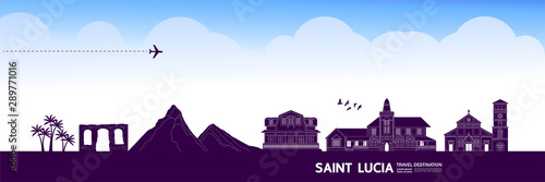 Saint Lucia travel destination grand vector illustration.