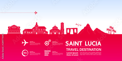Saint Lucia travel destination grand vector illustration.
