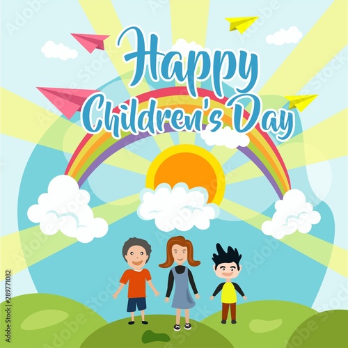 Happy Children's Day for International Children Celebration. Vector Illustration