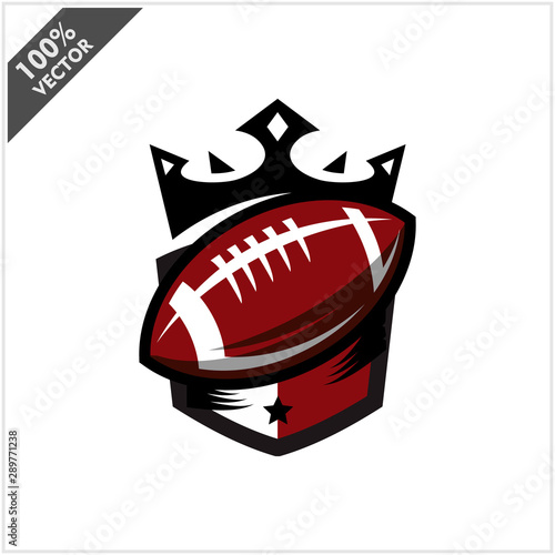American Football Ball King Logo Vector 