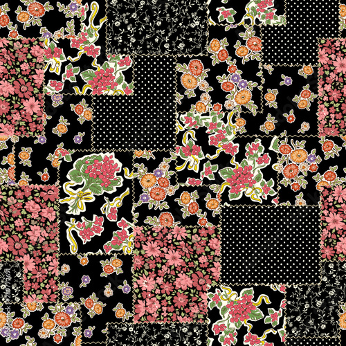 Seamless patchwork of pretty floral design