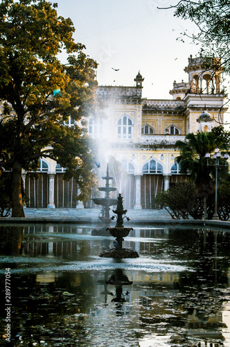 Fountain in palace of Nizam in Hyderabad India photo