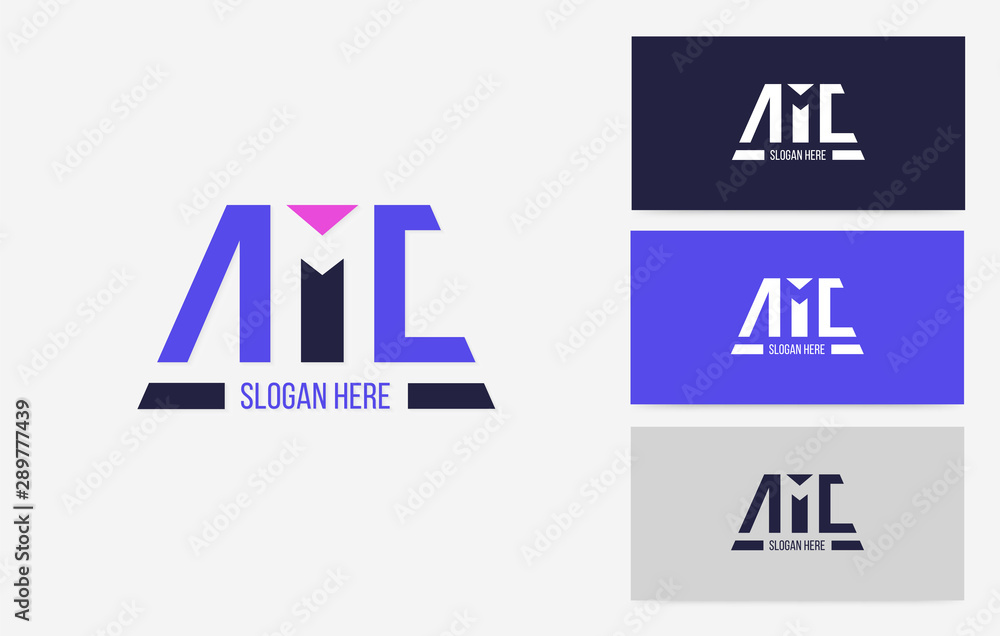 AMC negative space logo, vector of sport branding business concept AMC negative space logo, vector of sport branding business concept