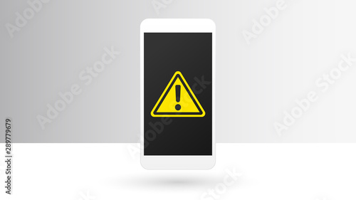 Warning alert on smartphone screen