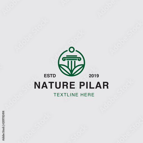 icon logo pillar and leaf concept