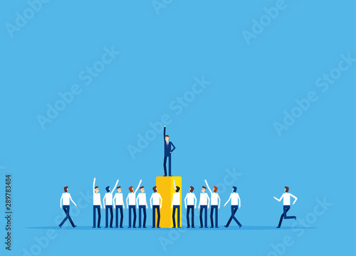 Leader speech and crowd of people. Business vector illustration , The Real leader concept, Flat character style design, Communication, Group of people.
