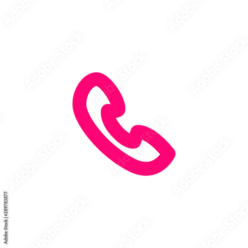 line art phone icon, hand phone icon vector , modern pink color on white background