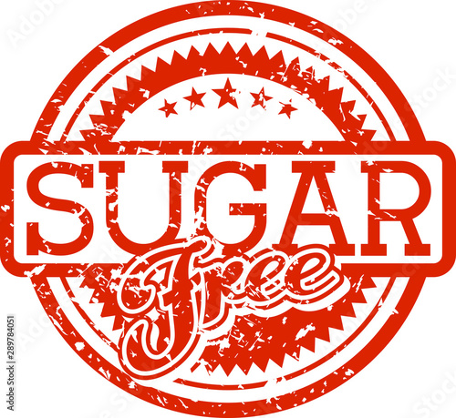 sugar free grunge rubber stamp in red color isolated on white background