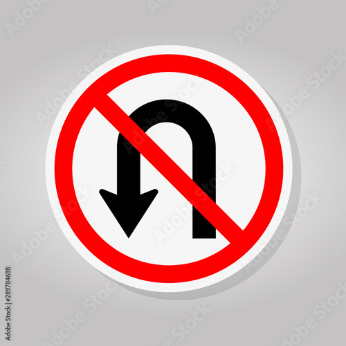 Free Download Do Not U-Turn Left Traffic Sign Isolate On White Background,Vector Illustration - GFXLoad