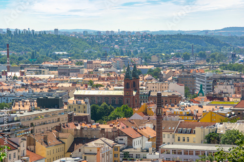 Panorama of the Smichov district in Prague overlooking St. Wenceslas Cathedral