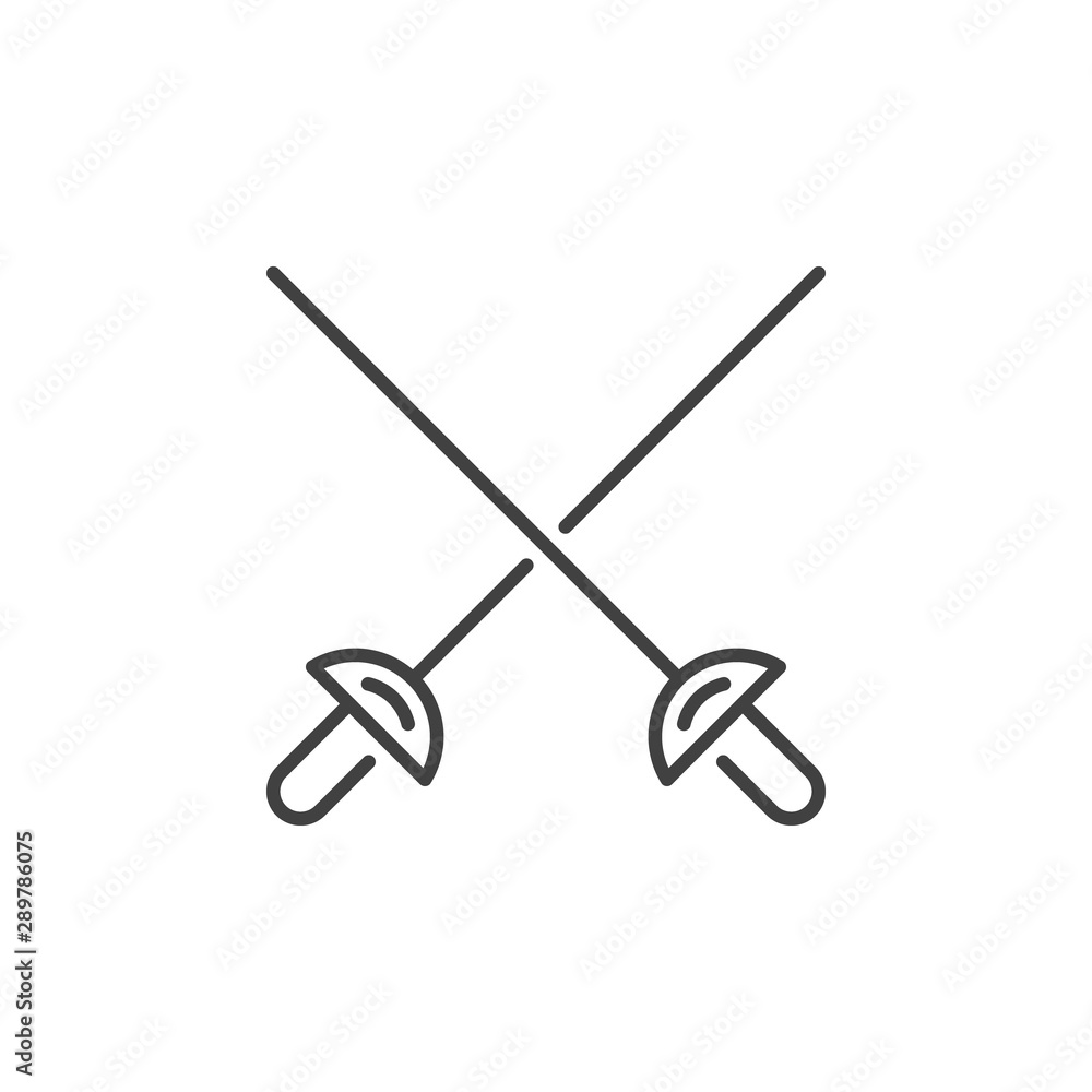 Crossed Rapiers vector concept icon or symbol in thin line style Crossed Rapiers vector concept icon or symbol in thin line style