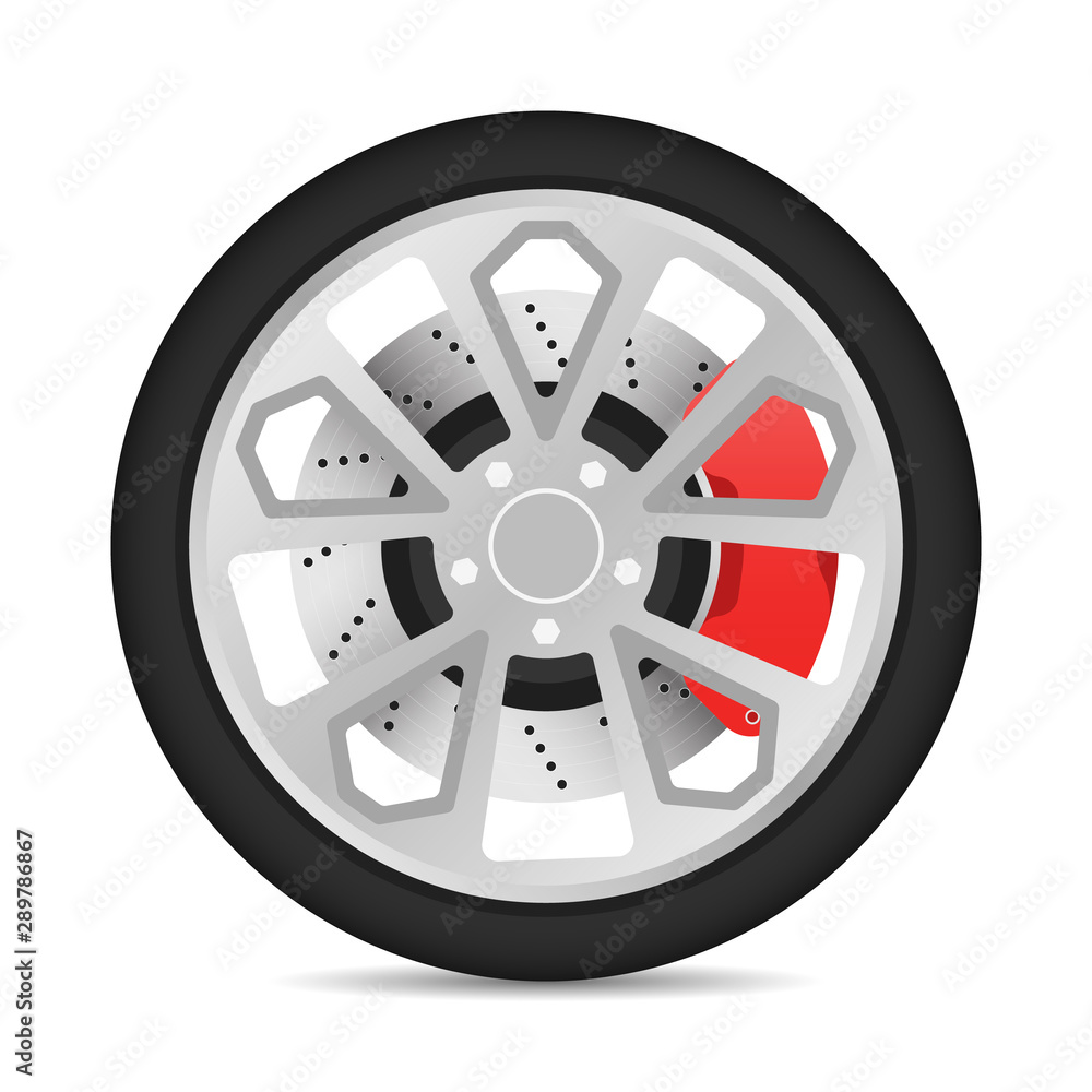 Obraz premium Tyre Rim Disc Brake Illustration Racing Vector