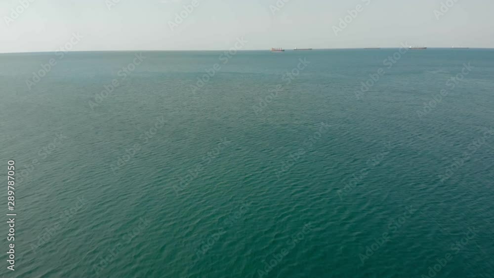 Cargo ship at sea. Aerial shot Cargo ship at sea. Aerial shot