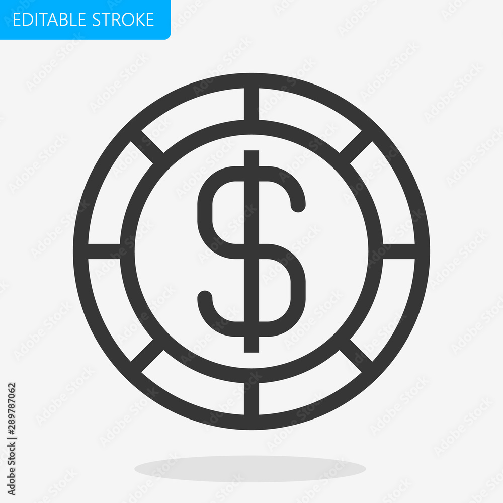 Poker Coin Chip Icon Pixel Perfect Editable Stroke Vector Poker Coin Chip Icon Pixel Perfect Editable Stroke Vector