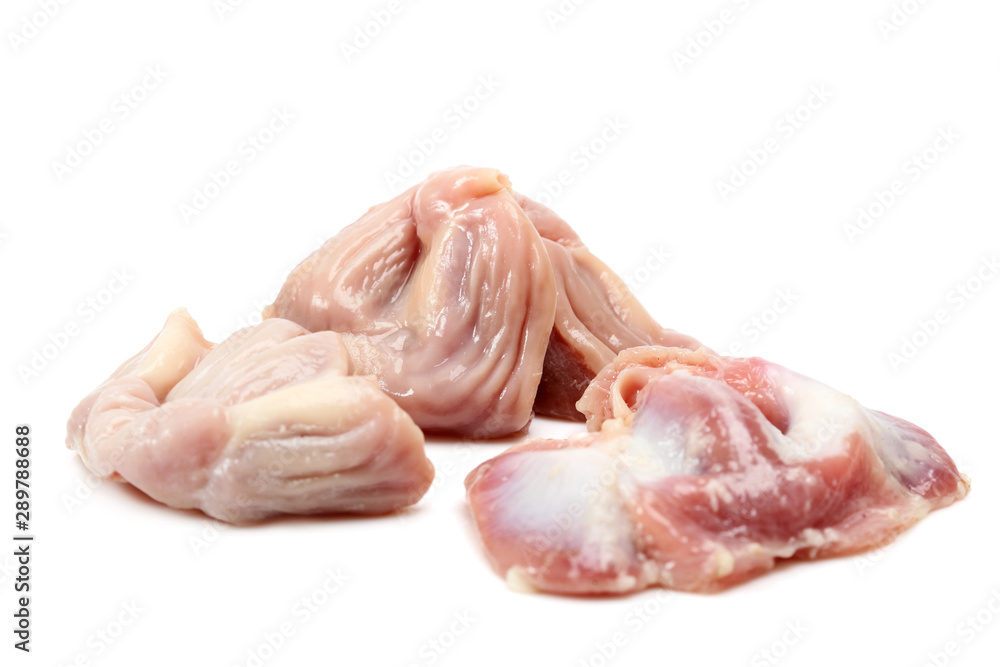 Raw Chicken gizzards isolated on white background Raw Chicken gizzards isolated on white background