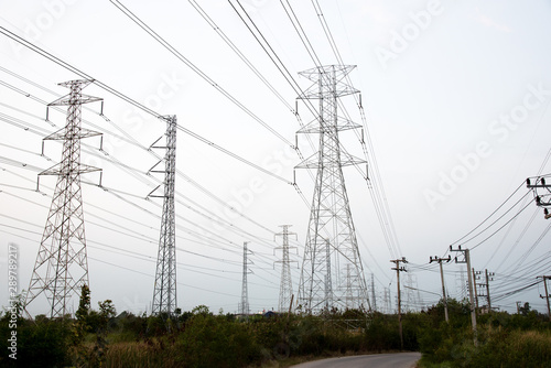 Wallpaper Mural silhouette high voltage pole on sky sunset background. Torontodigital.ca
