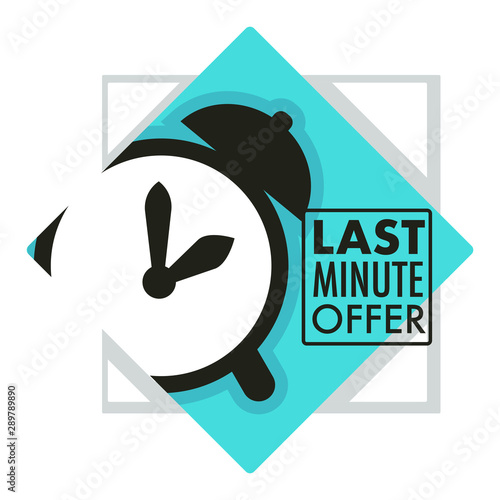 Sales and last minute offer, alarm clock countdown isolated icon