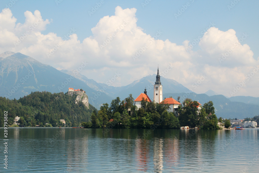 Lake Bled, view from the embankment, Slovenia