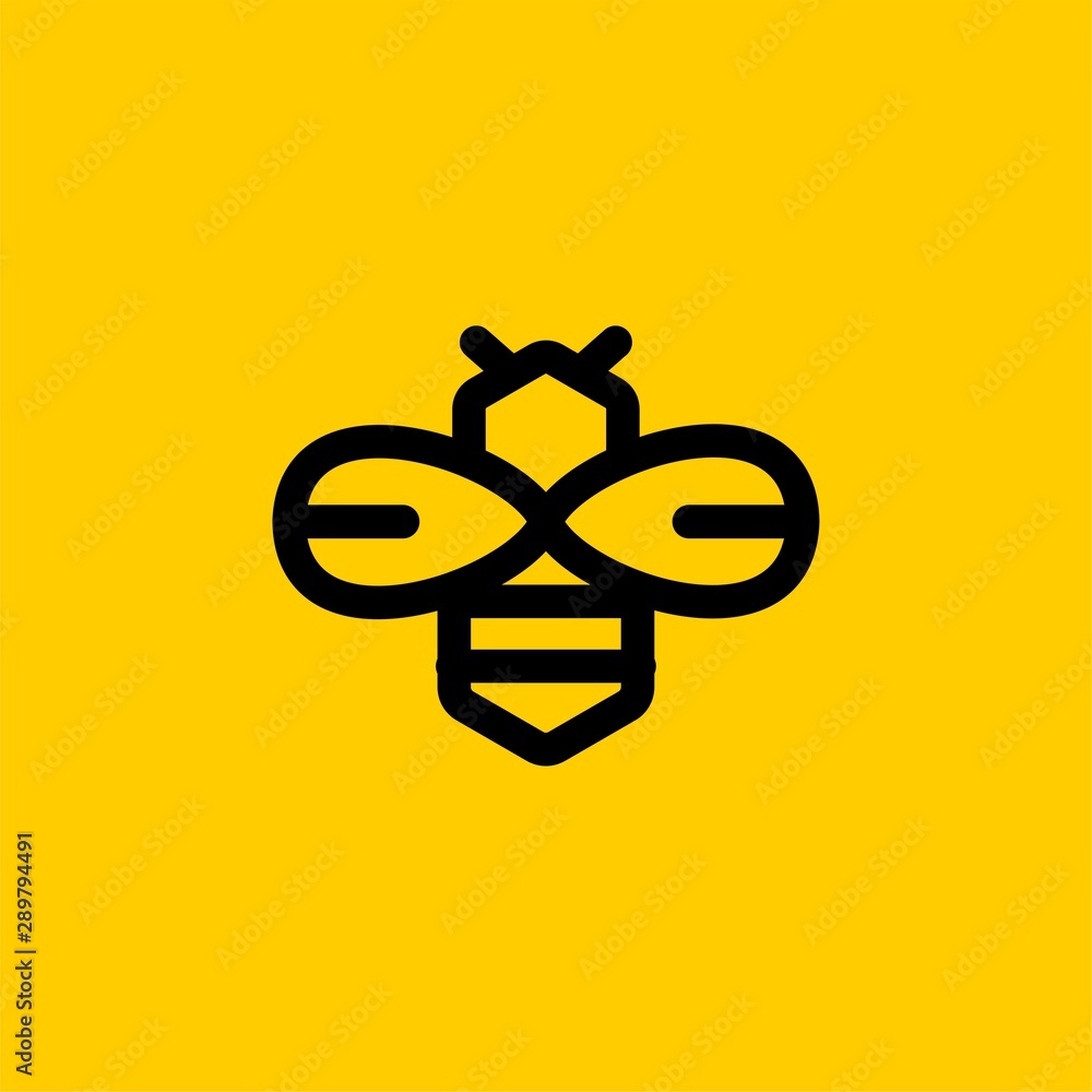 Bee logo design vector. Honeybee abstract symbol. Outline flying insect vector icon. Bee logo design vector. Honeybee abstract symbol. Outline flying insect vector icon.
